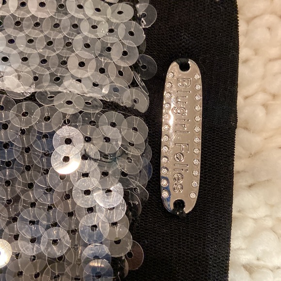 FOLLIES- BLUGIRL- Vintage, Silver and Black Sequence Leggings.  RARE find! - Picture 3 of 5